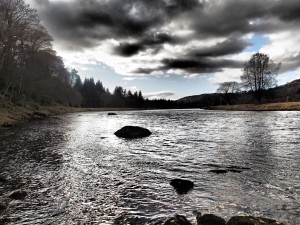 Looking upstream to the two Bargie Stones